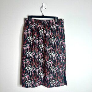 J. Crew Holiday Floral Pull On Slip Skirt Red Pink Fairycore Preppy Sz M